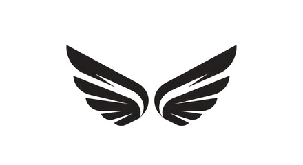 Obraz premium Stylized Black Wing Silhouette Icon on White Background