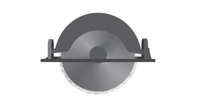 A detailed 3D render asset featuring a mechanical circular saw or miter saw with a sharp silver metallic blade and a dark gray protective guard structure. Isolated on a solid white background, ideal f