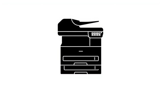Office photocopier silhouette on a white background a modern black and white design high quality professional detailed