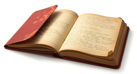Fototapeta premium Open vintage diary with handwritten text on aged paper pages