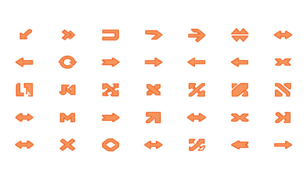 Modern Orange Arrow Icons Set Collection &ndash; Minimal Geometric Direction Arrows Vector Pack for UI UX Navigation