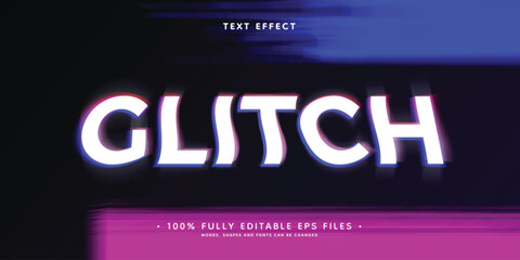 Glitch Text Effect with Neon Distortion in Digital Cyber Style Background © Md