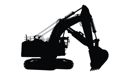 Excavator silhouette against a white background high quality professional detailed modern © sefali