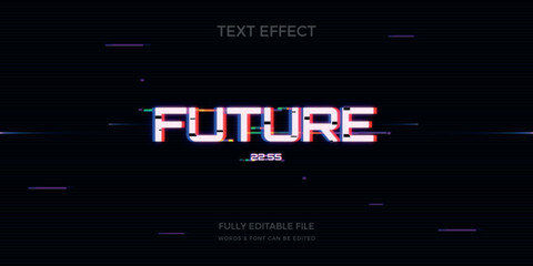 Neon Glowing Future Text Effect with Vibrant Light Trails in Dark Cyber Style © Md