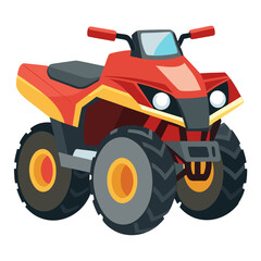 Obraz premium Adventurous Terrain: A vibrant red ATV stands poised, its robust tires ready to conquer any landscape, embodying the spirit of outdoor recreation and adrenaline-fueled adventures.