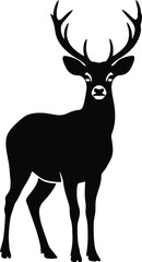 Fototapeta premium Black silhouette of a majestic stag with large antlers full body silhouette