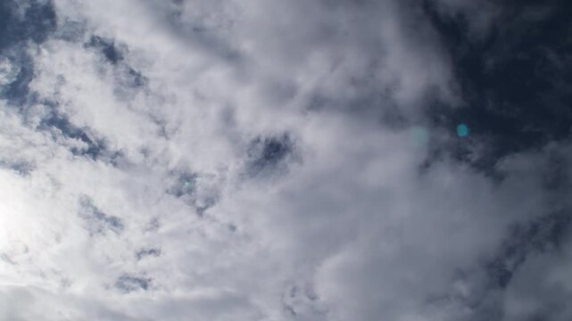 Clouds moving in a blue sky. Time Lapse