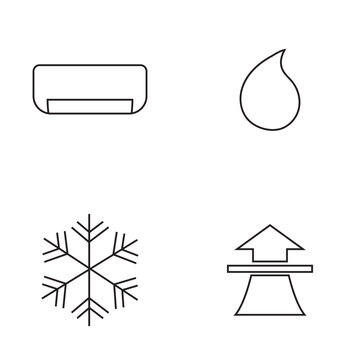 Air Conditioning System Icon Set. Auto temperature and ventilation settings.  room booking schedule signs vector illustration.