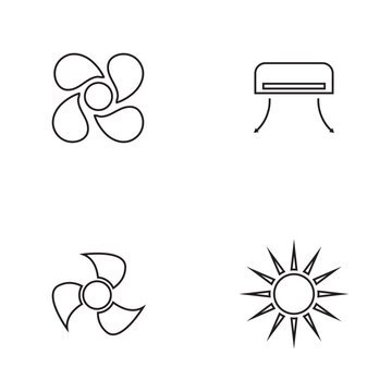 Air Conditioning System Icon Set. Auto temperature and ventilation settings.  room booking schedule signs vector illustration.