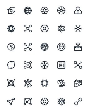 Collection of abstract geometric line icons on a white background high quality