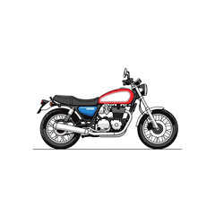 Obraz premium Classic motorcycle illustration retro design on white background