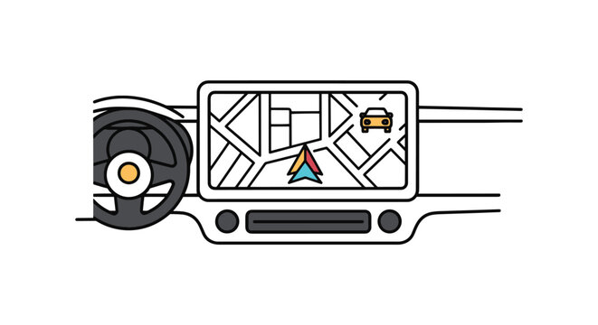 Digital navigation car dash abstract simple illustration vector.eps