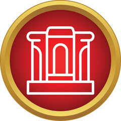 Naklejka premium Outline building icon in a red circle, ideal for architecture, banking, and government concepts