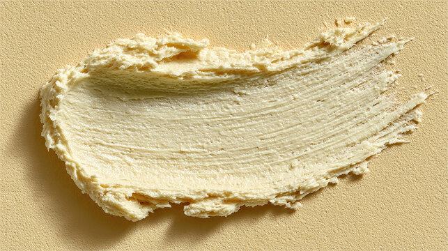 Textured Creamy White Paint Swatch on Beige Background.