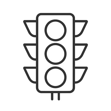 Minimalist black traffic light icon on gray background