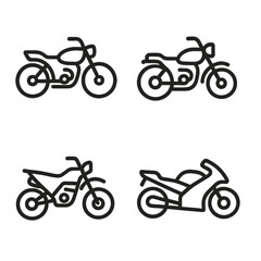 Naklejka premium Four minimal motorcycle icons on gradient background for modern design