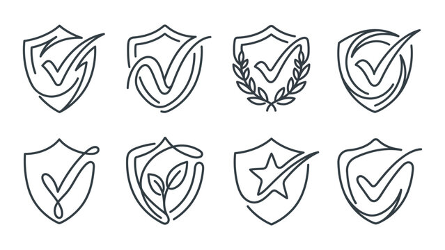 continuous line drawing Collection of security and verification icons.