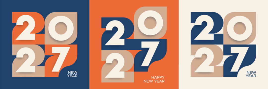 Modern Geometric 2027 New Year Design with Bold Typography Shapes