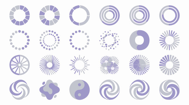 Modern vector set of diverse circular loading and abstract design icons