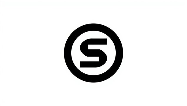 Letter s inside a circle black silhouette on a white background