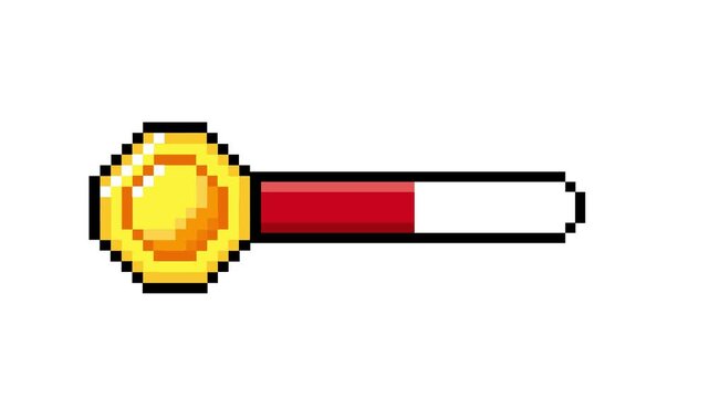 Retro Pixel Art Game UI Element Vibrant Gold and Red Progress Bar for Vintage Video Game Design