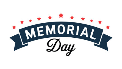 memorial day patriotic typography badge illustration with ribbon banner and stars honoring military heroes remembrance sacrifice freedom and national pride celebration © VectAmaze