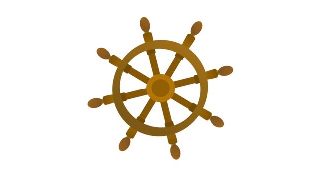 Rotating Ship Steering Wheel animation on white and  Green Screen.