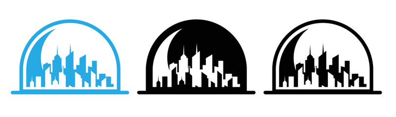 City skyline icons in dome shape © Icon shop