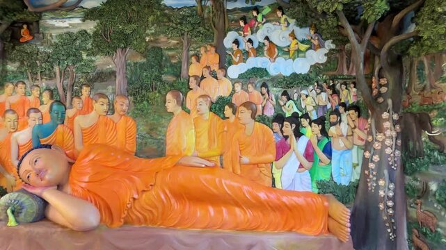 &ldquo;Sacred Carving and Painting of Sambuddha Parinirvana &ndash; Buddhist Spiritual Artwork and Religious Heritage&rdquo;