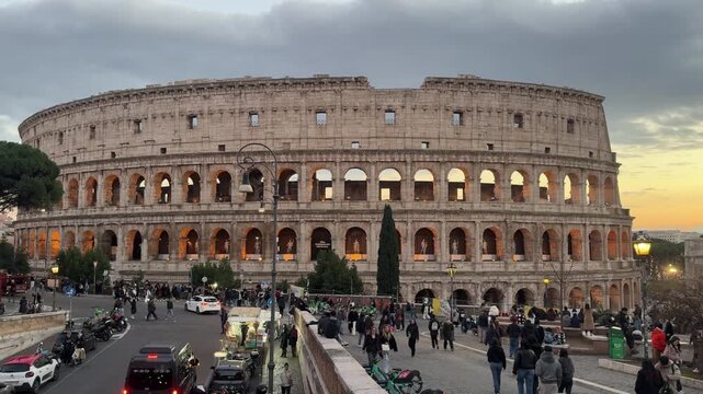 The great Colosseum of Rome, Italy, is one of the wonders of the world. images from day to night.