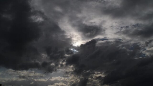 Clouds in a cloudy sky at sunset. Time Lapse