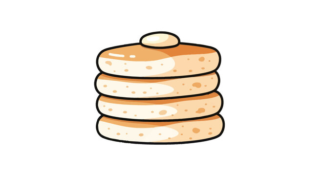 Stack of fluffy pancakes with a pat of butter on top.