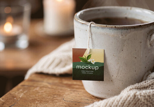 Tea Bag Paper Tag Mockup