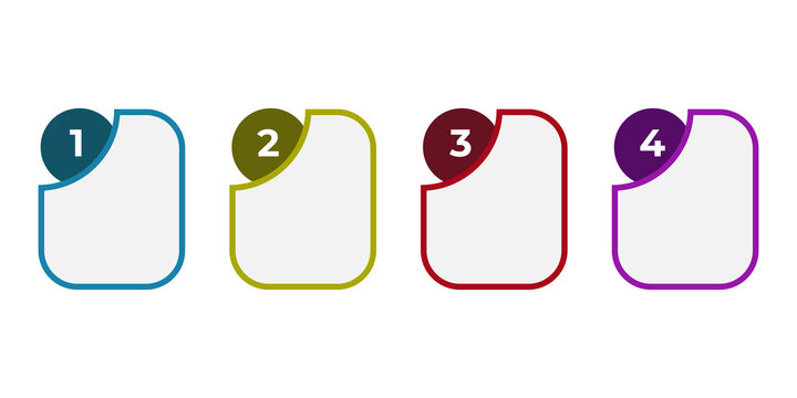 Numbered square list infographic elements featuring four distinct steps for professional slide decks.