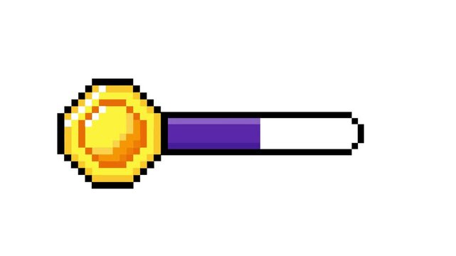 Pixelated Golden Coin Progress Bar UI Element for Retro Video Game Display and Achievement Tracking