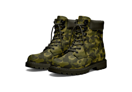 Work Boots Mockup Pair Of Rugged Six Inch Work Boots