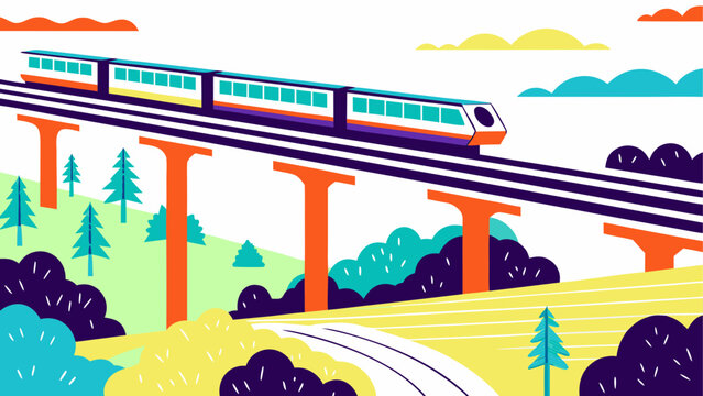 Colorful roller coaster train on track at amusement park