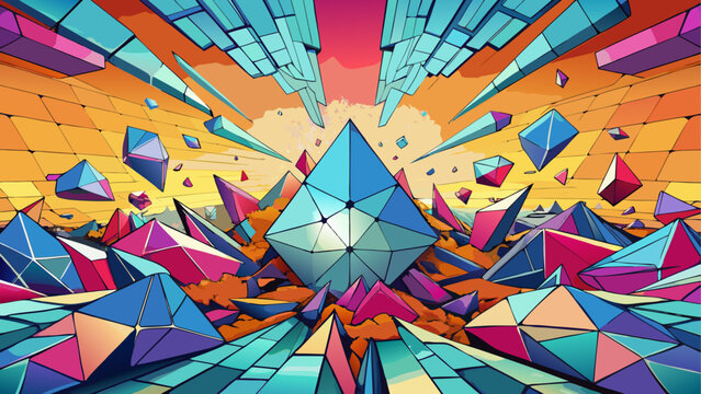 Colorful mandala design with bright rainbow patterns