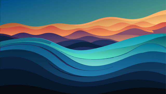 Colorful sunset waves over ocean with clouds