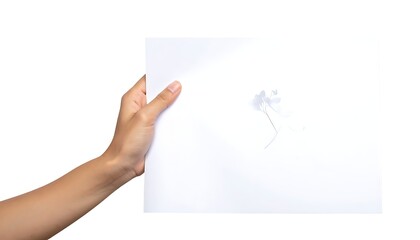 Obraz premium A hand holds a white paper with faint drawing