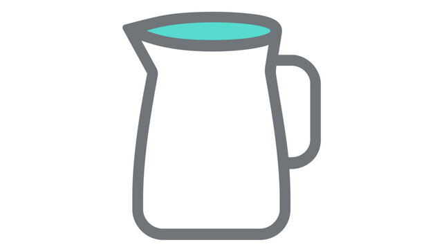Creative colorful line vector icon of a professional milk pitcher used by baristas for espresso latte art and milk frothing, presented as a clean minimalist illustration for cafe branding.