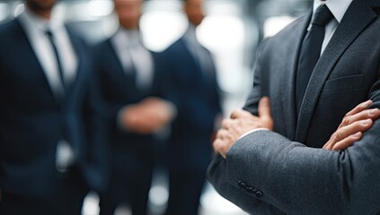 Fototapeta premium Confident Businessmen Standing Together in a Modern Office Environment.