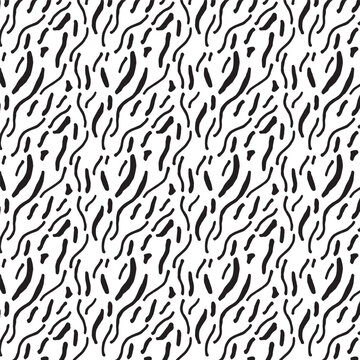 Black and White  hand drawn stoke  fabric print seamless pattern