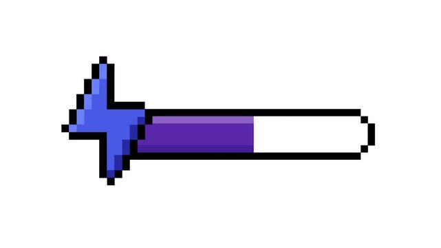 Vibrant pixelated energy level indicator graphic showing partial progress or health status in a retro style