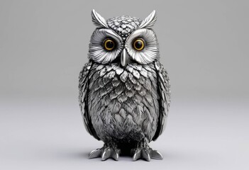 Obraz premium Exquisitely carved silver owl figurine