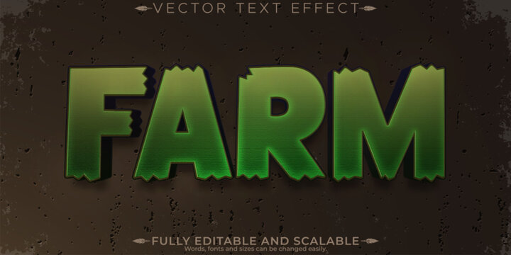 Organic green text effect, editable natural and fruit text style