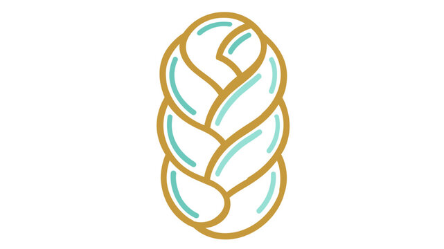 Vibrant braided brioche vector icon and colorful line illustration. This traditional french bread graphic features a golden loaf on a white background, perfect for bakery logos and food menus.