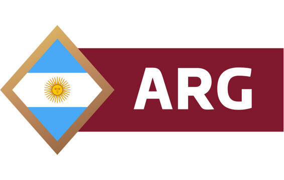 Argentina flag symbol with arg text on red banner national identity emblem