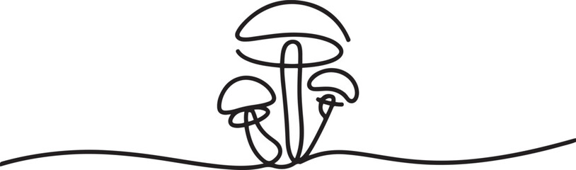 Mushrooms drawing and art by one continuous line isolated vector icon. one line Icon drawing © Mofazzelh