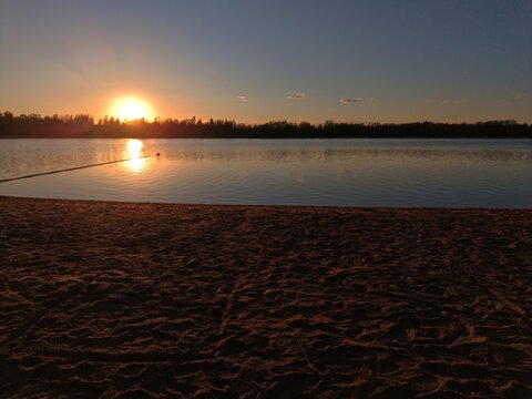Sunset at the beach in Espoo